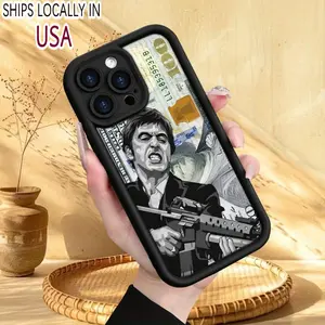 Creative Scar Face Painted Pattern Case for iPhone 16 15 14 Pro Max 13 12 11 XR XS E Plus Shockproof Drop Protection Rugged Durable Silicone Cover