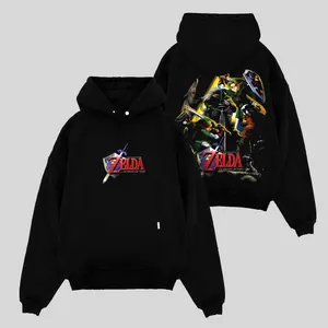Zelda Ocarina of Time Cotton Hoodie Sweater T-Shirt, Premium Oversized Graphic Tee, Retro Gaming Streetwear, Unisex Fan Apparel, Dark Fantasy Gamer Gift
