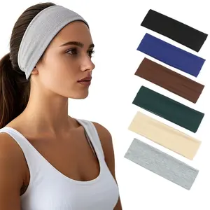 Solid color sports headband, yoga elastic headband, sweat-absorbing headscarf, headwear, wide-brimmed hairband, hair accessory