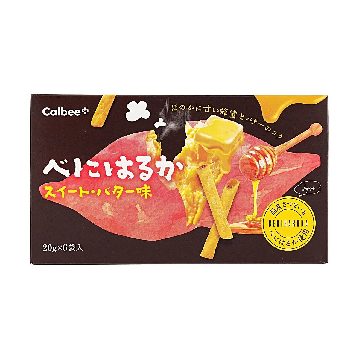 Calbee Honey Butter Sweet Potato Fries Snack - 6 Bags (120g) - Authentic Japanese Sweet Potato Chips