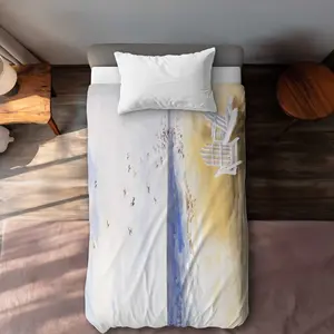 Begin Home Decor C1DCTXLW00EUE6 Day at the Beach Coastal Scenic Twin Size Extra Long Duvet Cover - Home Decor