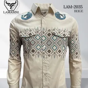 Camisa Manga Larga Bordada Casual Menswear Long Sleeve Embroidered Shirt