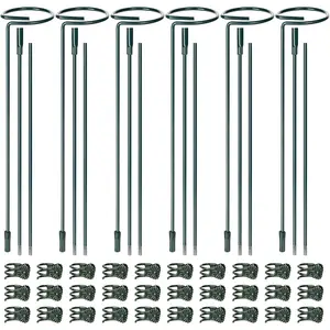 6 Sets  Stakes 12/25/36 Inch Adjustable  Support Stakes Tall for Indoor Outdoor  Holder Stick Steel Garden Stem Pole Amaryllis Stakes with 30 Clip for Tomato Orchid Lily Flower