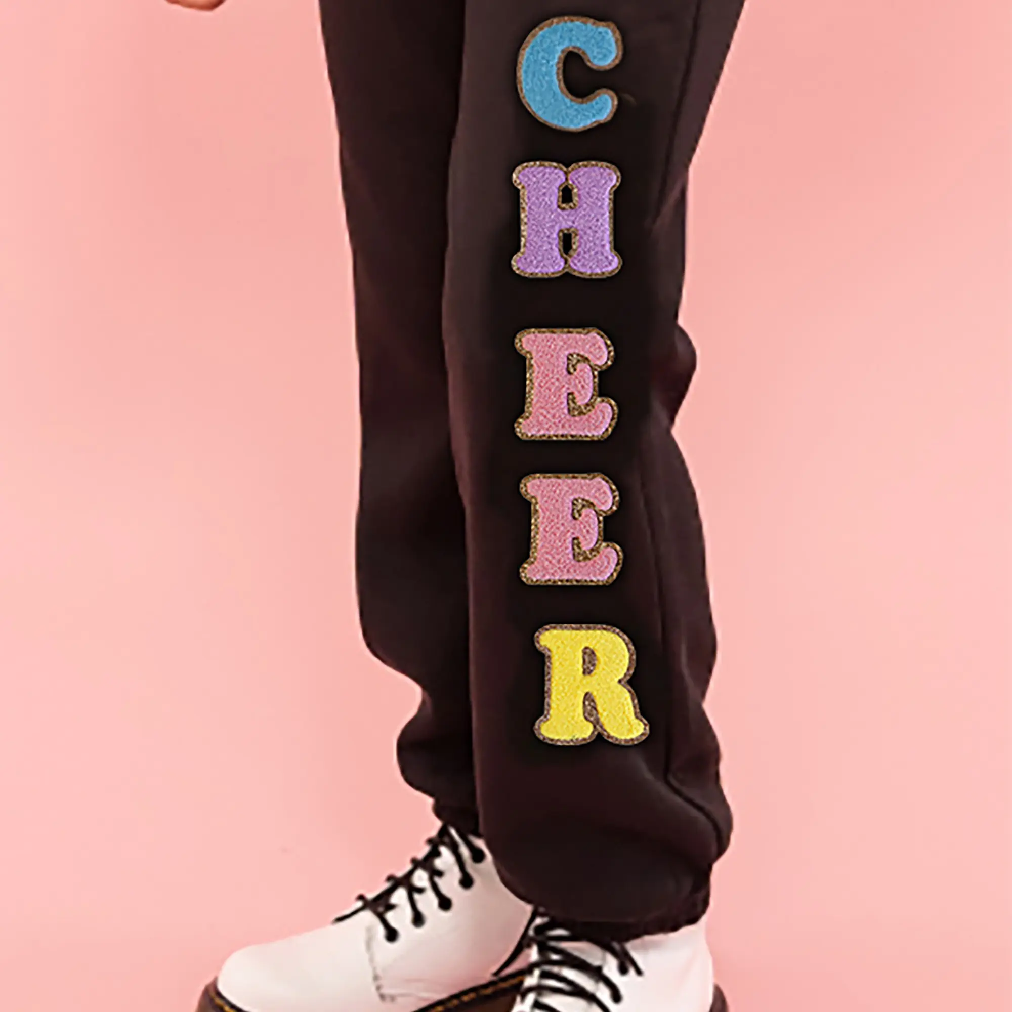 Custom Patch Jogger with Glitter Chenille Multi Letters for Kids