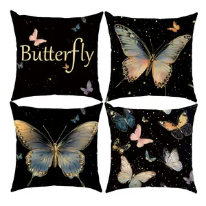 4PCS Butterfly Throw Pillow Cover, 18 x 18 Inch, Pillow Cover for Cushion Living Room, Bedroom, Couch and Sofa, High Listed Printed (No Pillowcase Insert)