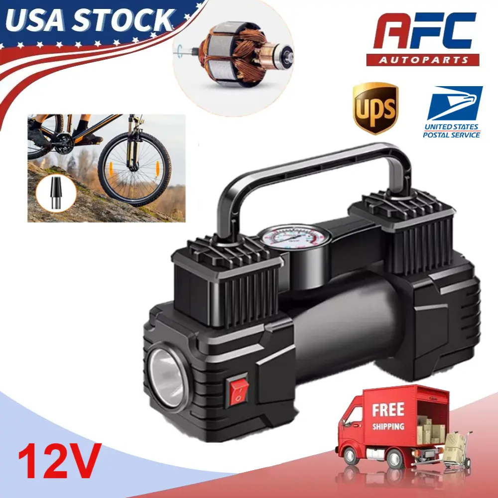 12V Heavy Duty Portable Tire Inflator Air Compressor 120W 150 PSI Electric Car Tire Pump with LED Light for Cars, SUVs, Motorcycles and Bikes
