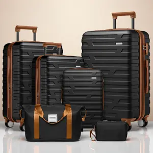 High Quality 6 Piece Expandable Travel Set Brand New Hard Shell Luggage Set Universal Wheels TSA Lock 18 20 24 28 Inch Includes Luggage Bag Wash Bag carry  Luggage