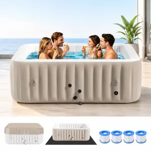 Lilypelle [Upgraded] 73" Inflatable Hot Tub Spa with Cover & 1350W Fast Heater | 240 Gal Blow Up Outdoor Jacuzzi for Backyard, Patio, Fits up to 6 People with 130 Bubble Jets & 4 Filter Cartridges