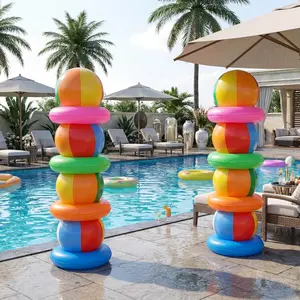 20 Pcs Beach Ball Arch Kit for Pool Party Decorations Inflatable Beach Ball Pool Tubes with Inflator Tape Glue Gun for Summer Luau Tropical Birthday Party