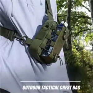 1-piece tactical multi-functional waist bag, suitable for men, with zipper closure, solid color design |   Nylon material |   Sportswear |   Outdoor activities