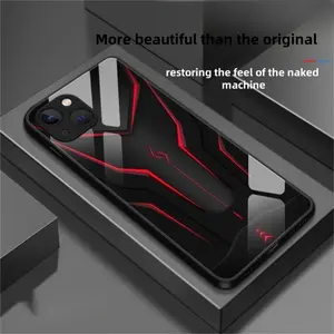 Mechanical mecha-style tempered glass phone case, simple and cool, anti-drop and anti-fingerprint, suitable for iPhone 17, 16, 15, 14, 13, 12, 11 Plus Pro Max