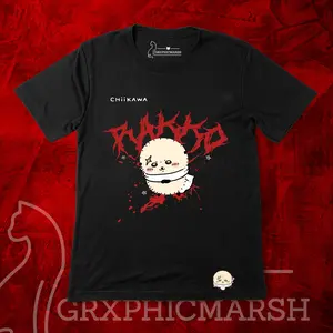RAKKO Grunge Chiikawa Anime Graphic Tee Metal