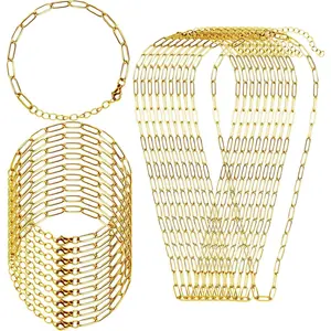 20 count Chain Charm Necklace Bracelet Making Kit, Adjustable Paperclip Bracelet necklace chains for charm  making Alloy Link Chains with Lobster Clasps for Women DIY  Making ()