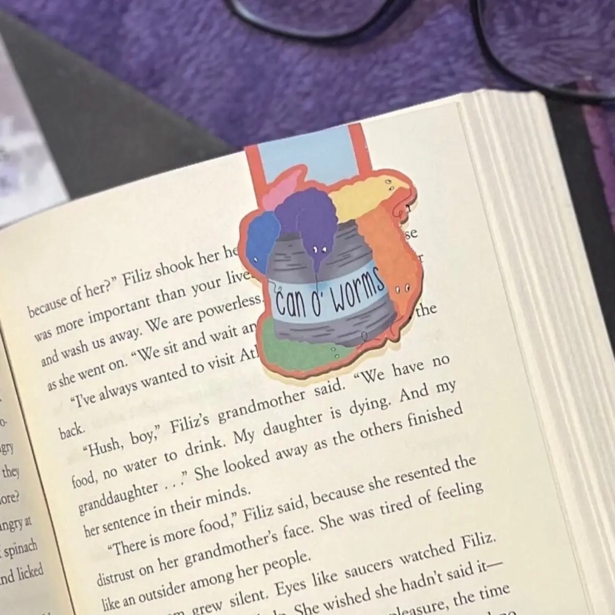 Can O’ Worms on a String Magnetic Bookmark |Rainbow Worm Weirdcore Bookmark, Soup Can of Worms, Colorful Oh Worm Meme, BookWorm Bookmark