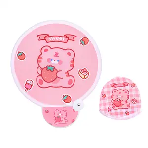 4PCS Cartoon Folding Fan Hand Fan Folding Fan Reflective Fan Mini Fan Portable Fan Decor Round