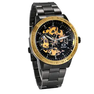 OIDEA Men's Classic Skeleton Numeral Dial Automatic Metal Watch, Strap-Style Stainless Steel Band Timepiece with Blue Coated Glass for Sports Use, Metal Mechanical Watches, Strap-Style Mechanical Watches