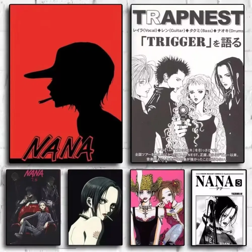 NANA Aesthetic High-Detail Canvas Print - Retro Otaku Style Anime Wall Decoration, Waterproof Damage-Free Poster for Modern Home, Anime Room Home Inspo, Iconic Art, Self-Stick