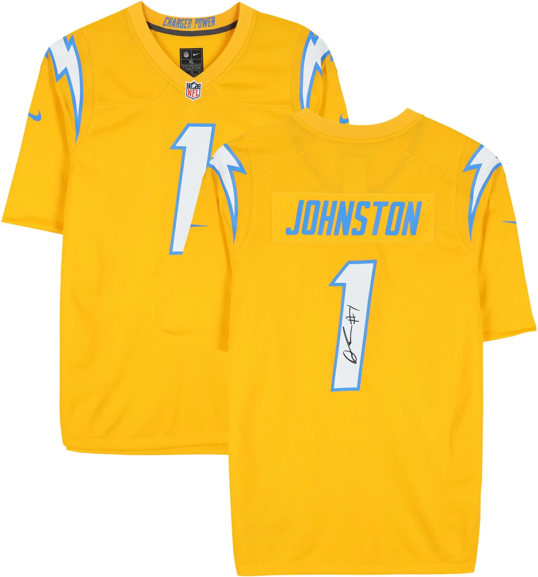 Quentin Johnston Los Angeles Chargers Autographed Nike Yellow Game Jersey - Fanatics Authentic Certified