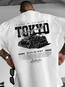 Men's Tokyo Racing Print T-Shirt, Unique Creative Pattern, Round Neck Design, Casual Streetwear Summer Style, Daily Wear, Unisex Top