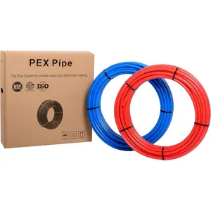 1/2 inch 2 x100 ft Pex-b Pipe/Tubing,NSF Certified for Potable Water, Hot/Cold Water, Blue & Red 200 ft Length for Plumbing and Heating Applications, with Pipe ,(AB-2)