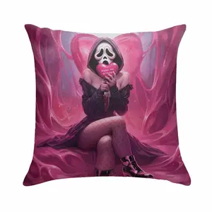 Valentine Gothic Heart Girl Pillowcase (No Insert) Dark Romance Aesthetic Mask Print Soft Velvet Fabric Artistic Decor Gift Ideal for Bedroom Sofa Living Room Lounge Party Holiday Decoration