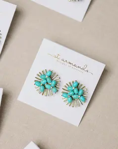 Turquoise Sunburst Statement Stud Earrings