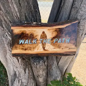 Walk The Path Handcrafted Wood Burning - 9.5 in. x 15.75 in. Jesus Wall Art By Ambrosio Sanchez Pyrography