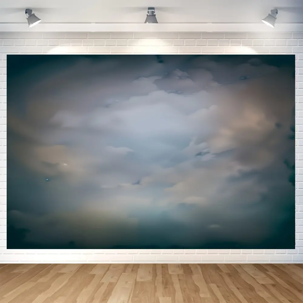 1pc, Sky Clouds Gray Blue Vinyl Backdrop - Great For Artistic Photos, Memorial Wall Sign Photos, Great For Photography, Holiday Party Supplies, Decoration - Painting Themes - Available In Two Sizes. Banners Ornaments