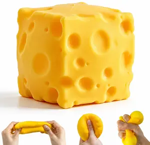 Giant Cheese Squishy Toy, 10CM Jumbo Slow Rising Stress Relief Fidget Toy, Super Soft Cheese Block, Stretchy Sensory Squeeze Toy for Teens & Adults