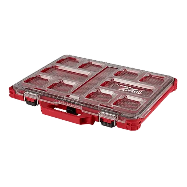 Milwaukee 48-22-8431 PACKOUT Low-Profile Tool Organizer with Heavy-Duty Latch, Impact-Resistant Build, Removable Bins for Small Parts