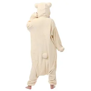 Rilakkuma Kawaii Onesie Pajamas for Women Men Anime Cartoon Warm Nightwear Adults Fashion Comfortable Jumpsuit Cosplay Clothing