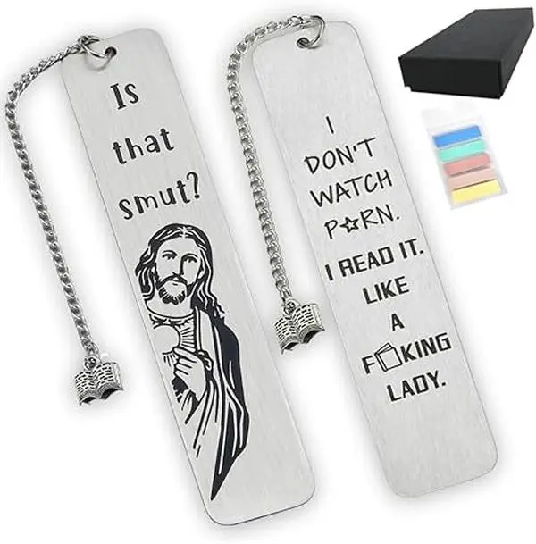 Funny Metal "Smutt Jesus" Bookmarks, 100-Piece Unique Office Stationery Gifts for Book Lovers, Book Reading Stickers Booklet Stamps