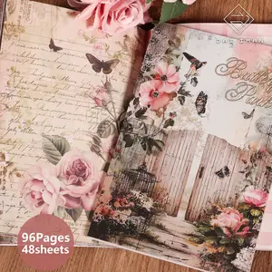JAIIMAN A5 96pages(non-repeating patterns) Vintage Butterfly Flowers Junk Journal Writable Notebook with Two Bookmarks, Perfect for Scrapbooking, Daily Office, Paper Craft, Travel Notebook
