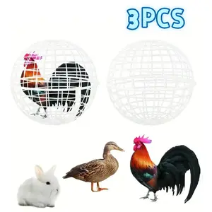 3 Portable Rolling Round Chicken Rabbit Cages, Durable Plastic Design for Small Animal Protection, Easy to Transport and Breed