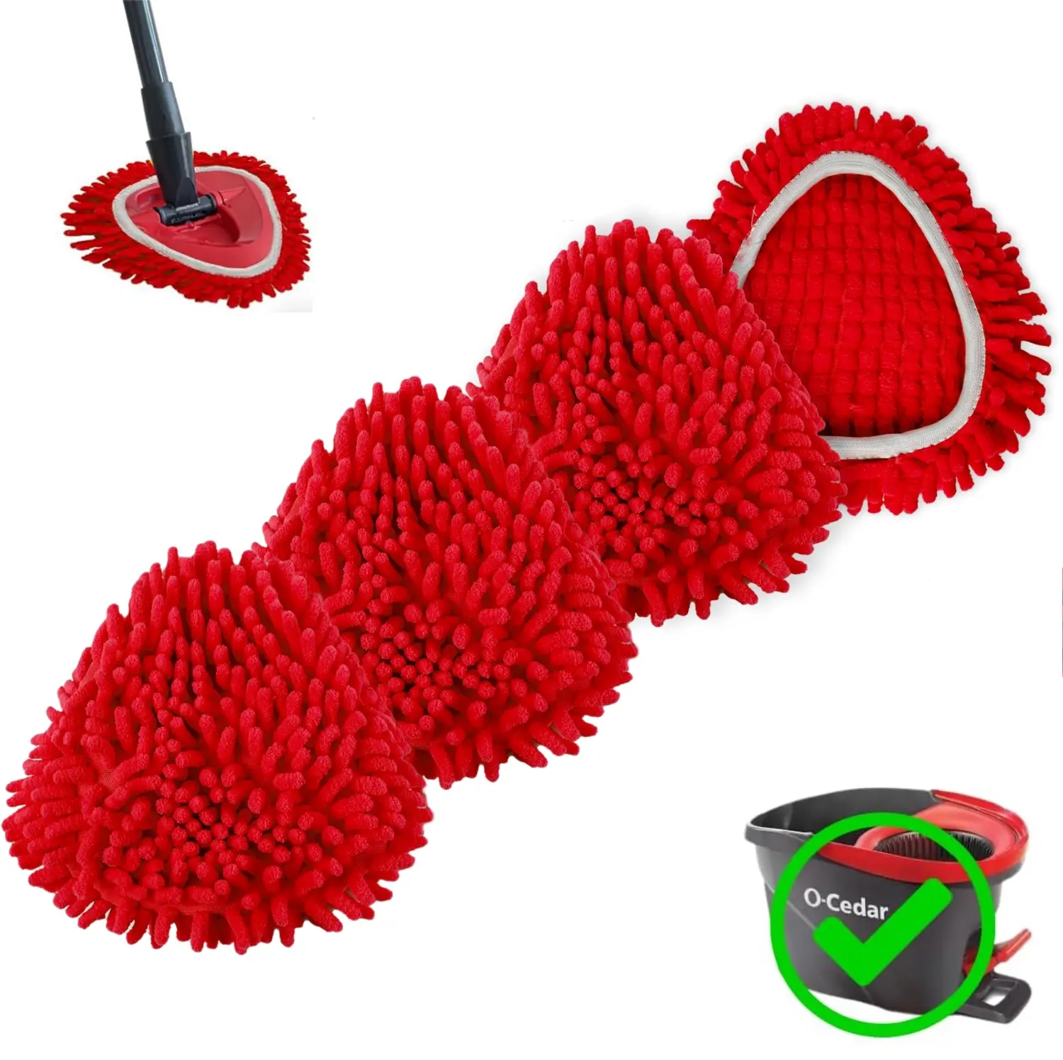 Chenille Duster Replacement Heads for O-Cedar 2025 Unique Design Heads Turn Mop into Long-Handle Duster Dry Cleaning Trap Bucket & Handle No includer