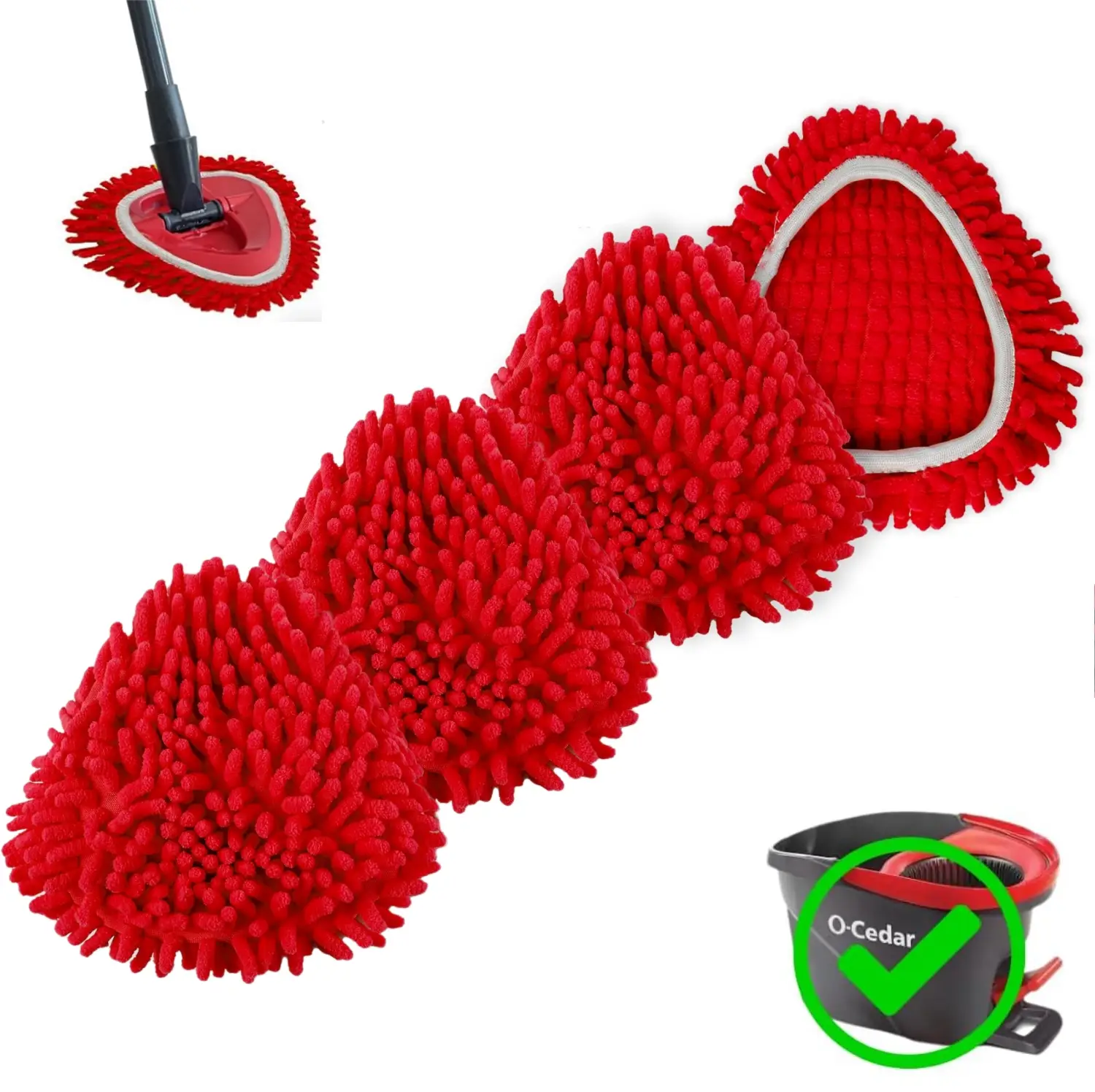 Chenille Duster Replacement Heads for O-Cedar 2025 Unique Design Heads Turn Mop into Long-Handle Duster Dry Cleaning Trap Bucket & Handle No includer