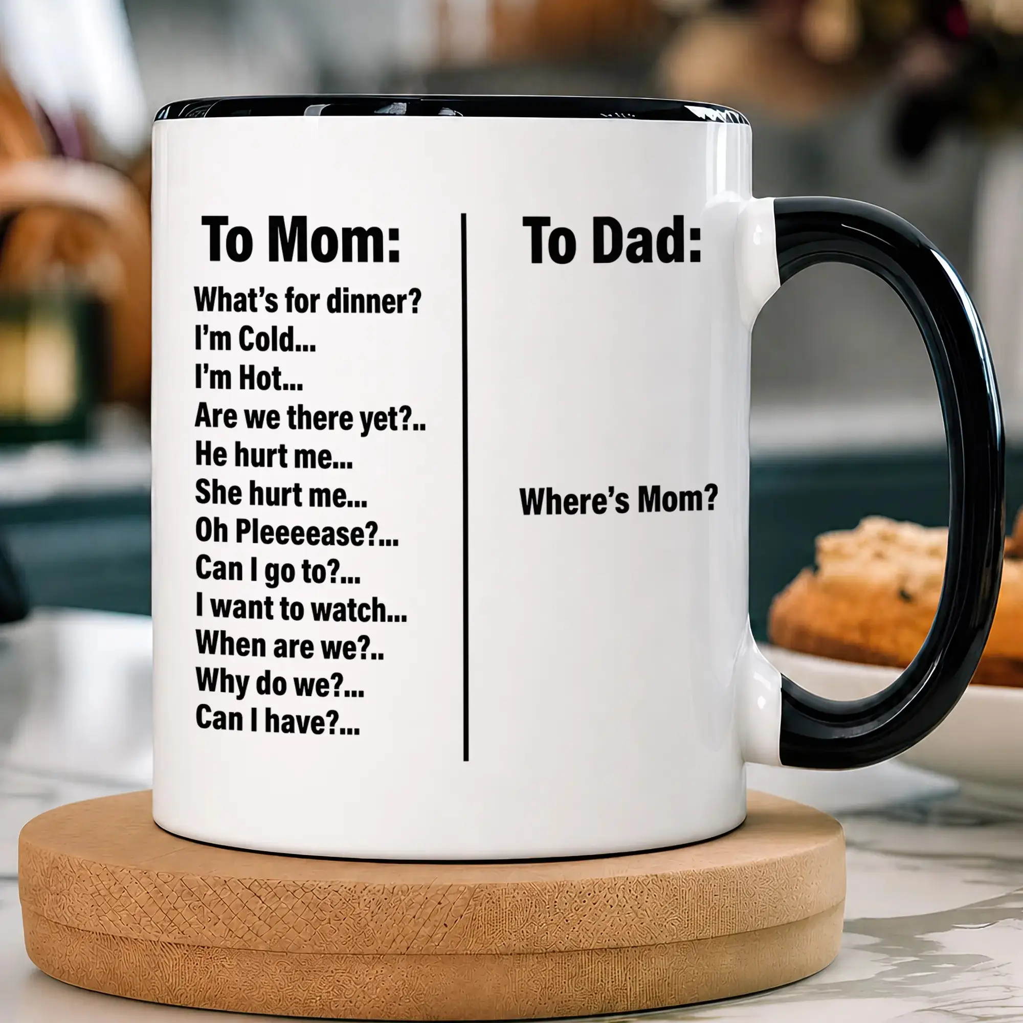 11 oz Retro Functional Ceramic Coffee Mug with Handle - Non-Customised Kitchenware Drinkware, Durable Stylish Cup for Dads, Suitable for Tea & Beverages