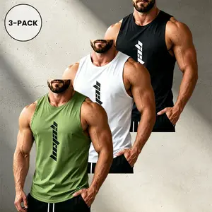 Men’s 3-Pack Sleeveless Vest Sporty Sports Tops | Breathable Athletic Training Apparel, Fitness Outfits for Bodybuilding, Gym Use