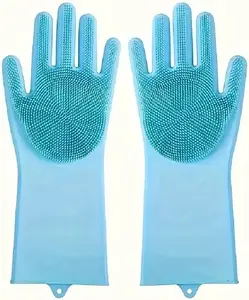 Reusable Silicone Bath & Grooming Gloves – 2-in-1 Deshedding Mitts for Dogs, Cats & Rabbits | Safe Non-Electric Hair Remover | Quick Foam, Massage & Easy Clean