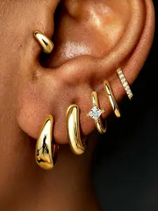 6 Pcs Fashion Geometric Zircon Round Earrings for Women, Simple Elegant Casual Daily Party Jewelry Set, Elegant Minimalist Earrings, Versatile and Stylish Ear Rings