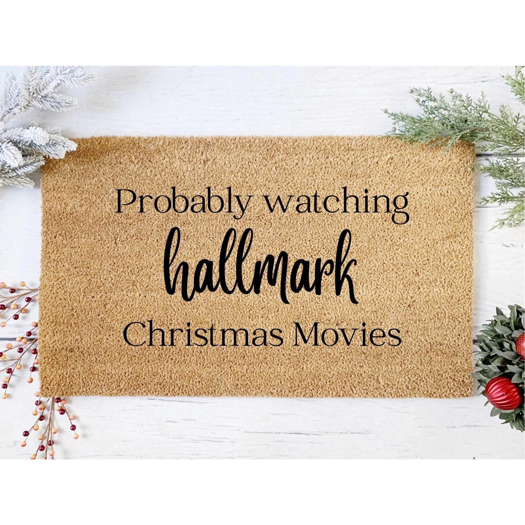Christmas Movie Doormat | Custom Painted Doormat | Mat | Christmas Movies | Welcome Doormat | Front Door Mat | Home Decor