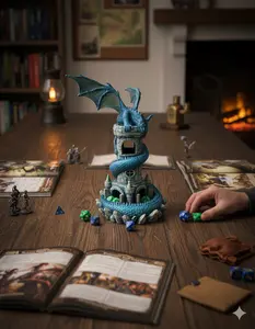 Dragon’s Keep Dice Tower for DND, Tabletop RPGs, Age 12+, Dragon-Theme, Fantasy-Design, PVC-Free, Smooth-Rolling Dice Accessory