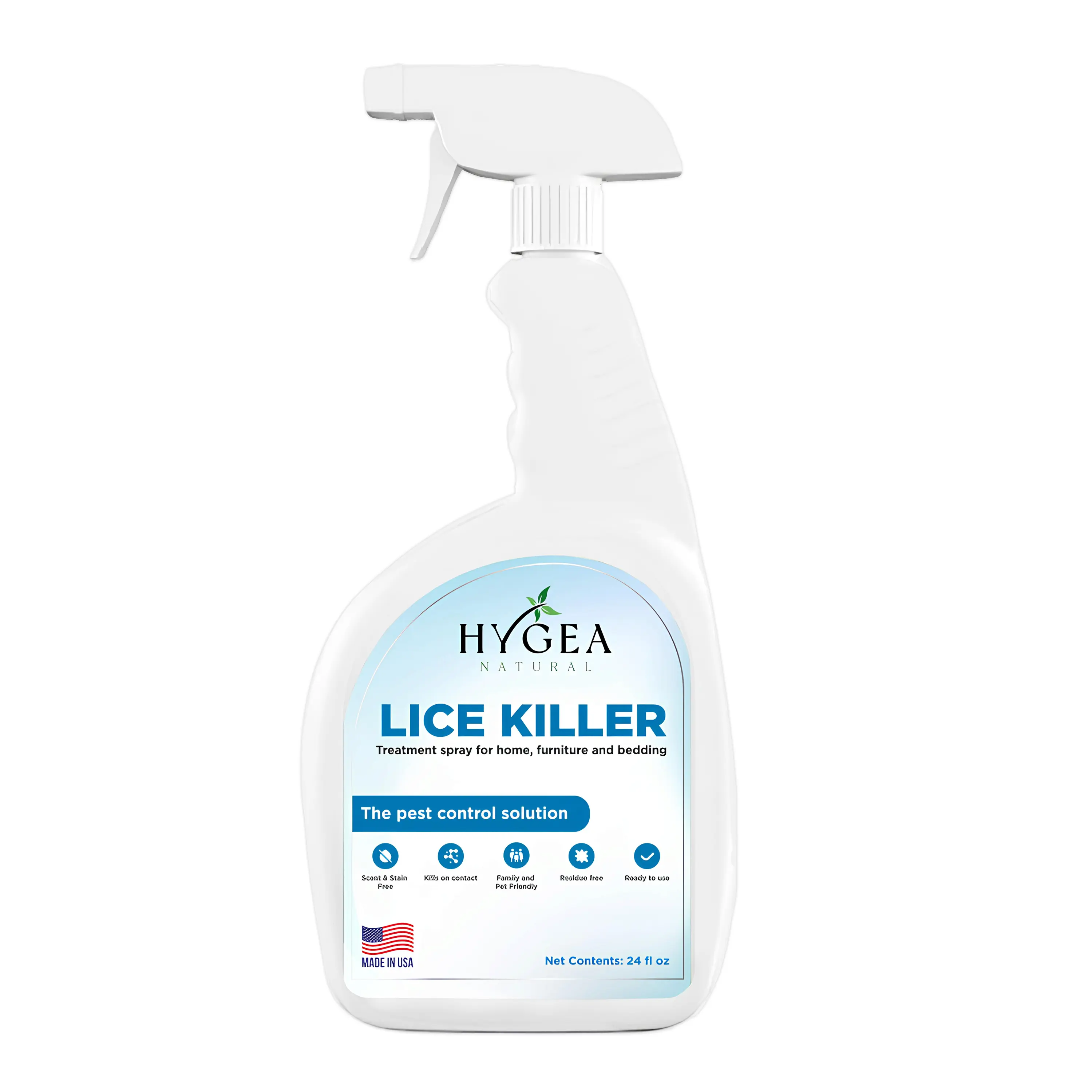 HYGEA NATURAL Lice Killer Spray Treatment 24 oz Non-Toxic Odorless Family Safe for Home Furniture & Bedding Made in USA - Cleaning