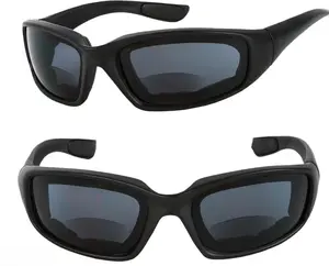 Motorcycle Bifocal Reading Sunglasses (2 Pair Included) - EVA Safety Goggles with Foam Padding for Men and Women