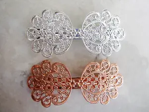 Antique silver or rose gold crystal hair clip clamp barrettes bridal barrette clip