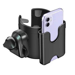 2-in-1 Walker Cup Holder with Phone Holder Wheelchair Cup Holder Rollator Cup Holder Cup Phone Holder for Walker Wheelchair Rollator Mobility Scooter Black