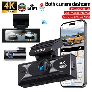 4K UHD & 2.5K HD Dual Dashcam Front and Rear with WiFi GPS, ADAS, G-Sensor, Night Vision, 24/7 Parking Mode, Ultra-Wide Angle, Compact for Car Security, Night Driving, Accident Recording, All-Weather