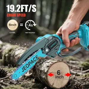 6 Inch Mini Cordless Chainsaw Adjustable Chain Safety Splash Guard Rechargeable Battery Kit Portable Garden Pruner for Trimming Branches Camping Firewood Ideal Gift for Men & Parents