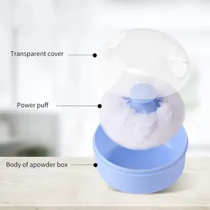 2-Piece Baby Powder Puff and Container Set, Soft Body Powder Applicators with Travel Cases, Ideal for Gentle Application