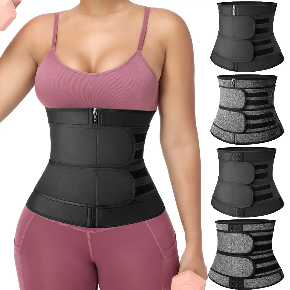 Women Adjustable Zipper Waist Trainer Cincher With Two Belts, Neoprene Sauna Workout Tummy Control Body Shaper Corset Girdle, Gym Fitness Shapewear Sports Belt , Womenswear, Fajas Para Mujer, Matt Waist Trainers,  Abdominal Binder Shapewear Belt